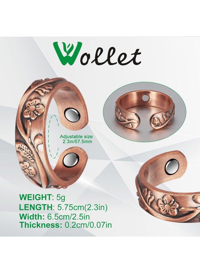 Wollet 99.9% Pure Copper Ring with 3Pcs Magnets Magnetic Rings Women, Fingers, Thumb, copper, Agate - Image 4