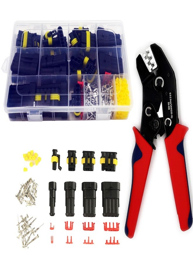 Twippo 352Pcs Waterproof Electrical Connector Terminals Automotive Electrical Wire Connectors 1/2/3/4 Pin Connector with Ratchet Crimping Tool - Image 1