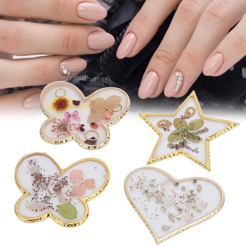 4Pcs Nail Art Mixing Palette Set, Nail Polish Palette with Gold Electroplated, Decorative Manicure Plate for Gel Lipstick Paint Display, Multi - Use Nail Palette Board for Hom - Image 4