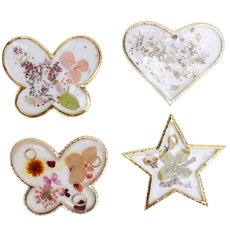 4Pcs Nail Art Mixing Palette Set, Nail Polish Palette with Gold Electroplated, Decorative Manicure Plate for Gel Lipstick Paint Display, Multi - Use Nail Palette Board for Hom - Image 1