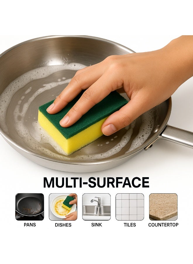 Pack of 10 Heavy-Duty Dual-Sided Kitchen & Dishwashing Sponges – Long Lasting Cleaning Pads - Image 3