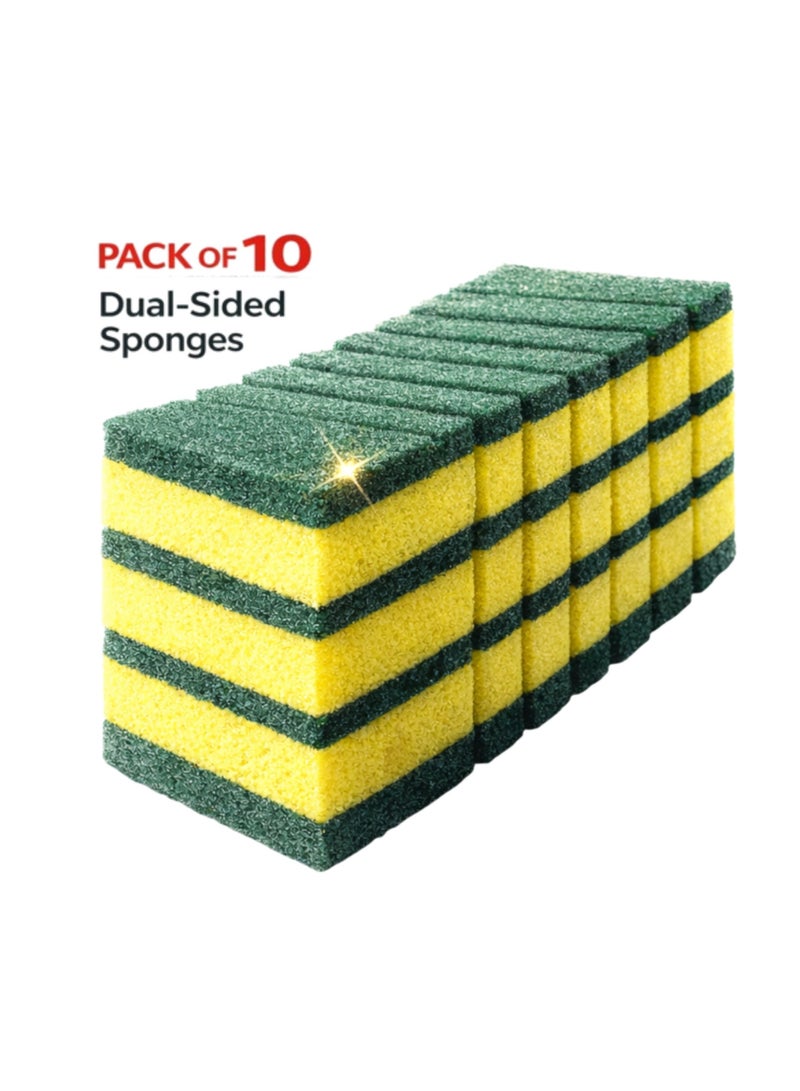 Pack of 10 Heavy-Duty Dual-Sided Kitchen & Dishwashing Sponges – Long Lasting Cleaning Pads - Image 1
