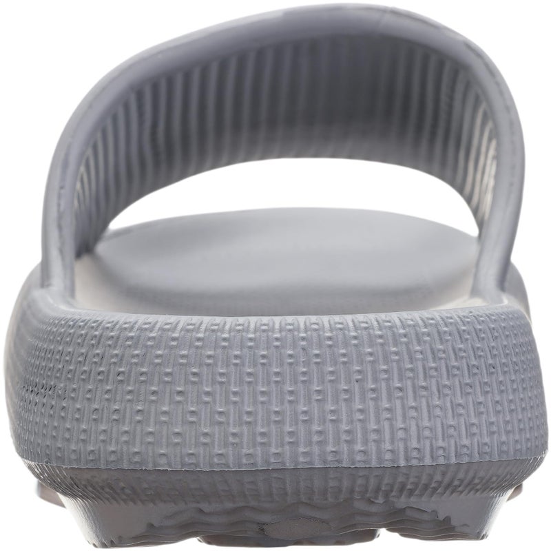 WHITIN Women's Bathroom Sandals Cushion Thick Sole Slides Size 6 7 Quick Drying Shower Slippers Fashionable Flat Non Slip Bath Pool Grey 37-38 - Image 3