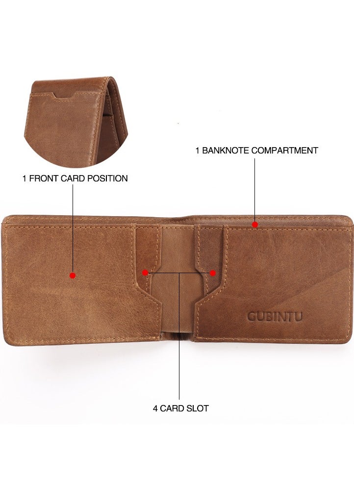 GUBINTO - Creative wallet card bag RFID antimagnetic multifunctional men's leather wallet brown - Image 1