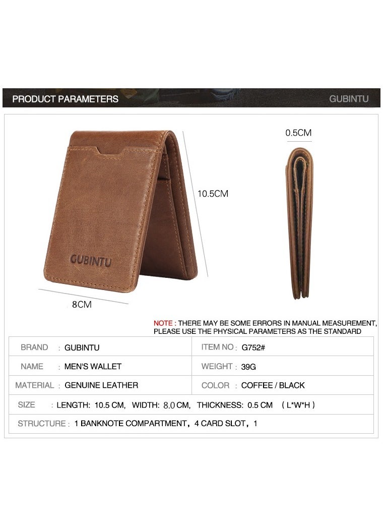 GUBINTO - Creative wallet card bag RFID antimagnetic multifunctional men's leather wallet brown - Image 1