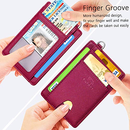 FurArt Slim Minimalist Wallet, Front Pocket Wallets, RFID Blocking, Credit Card Holder for Men-Burgundy - Image 3