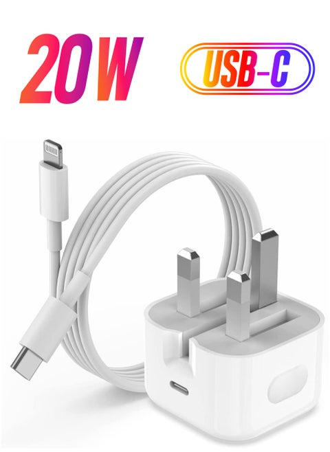 20W USB C Fast Charger for iPhone 14/14 Plus/14 Pro/14 Pro Max/13 12 11 X XR XS SE 2020 8 7 6 6S Mini, Pad Pro, Type C PD Wall Charging Plug UK Type C Power Adapter and 5FT Cord