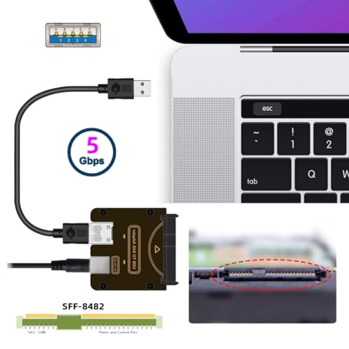 chenyang USB 30 to SAS Adapter for 2535 SFF8482 SAS Hard Disks to USB Converter Adapter Without Power Supply Need Power Supply to Work - Image 3