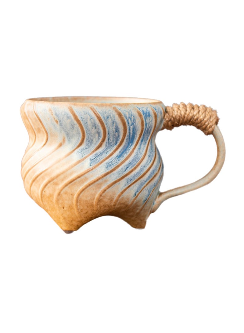 Special-Shaped Mugs, Retro Ceramic Cups, Irregular Cups, Stoneware Water Cups, High-Value Coffee Cups（Yellow 270ml） - Image 1