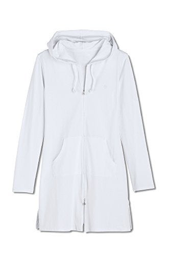 Coolibar Women's Long Zip-Up Hoodie - UPF 50+ Sun Protection - Cabana in White - Image 2