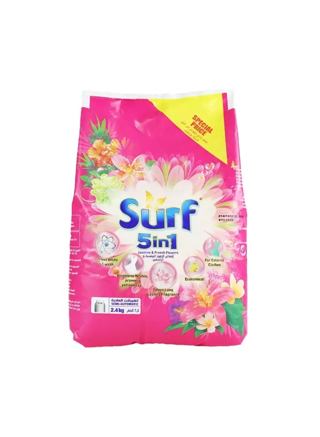 surf Surf 5in1 Jasmine and French Flowers Semi-Automatic Detergent Powder- 2.4Kg  - Image 1