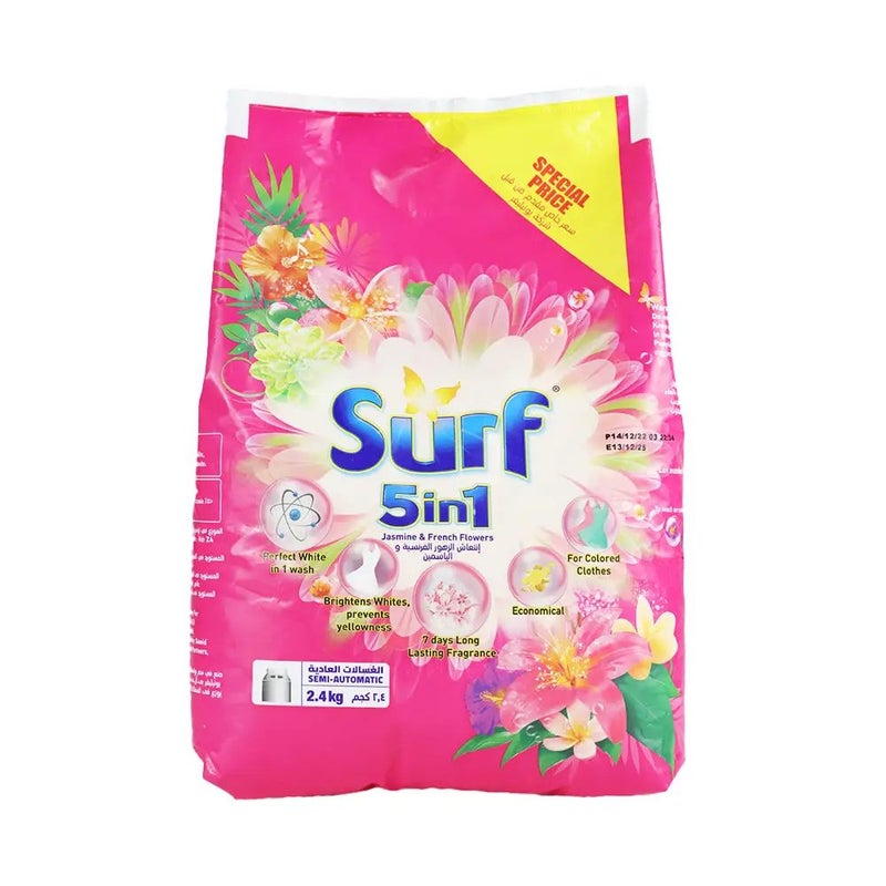 Surf 5in1 Jasmine and French Flowers Semi-Automatic Detergent Powder- 2.4Kg - Image 1