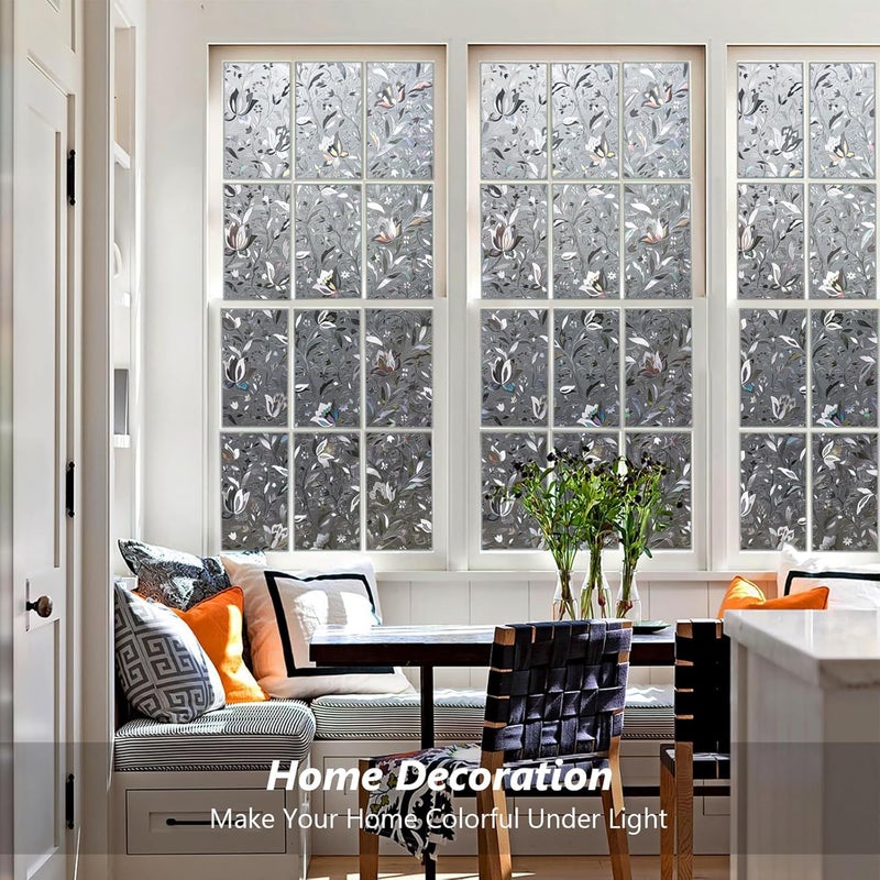 Kromapolis Window Film, Window Privacy Film Frosted, Vinyl Glass Covering, Stained Glass Decorative Film, Static Window Clings, Non-Adhesive (Grayish Black, 17.5 x 78.7 inch) - Image 2