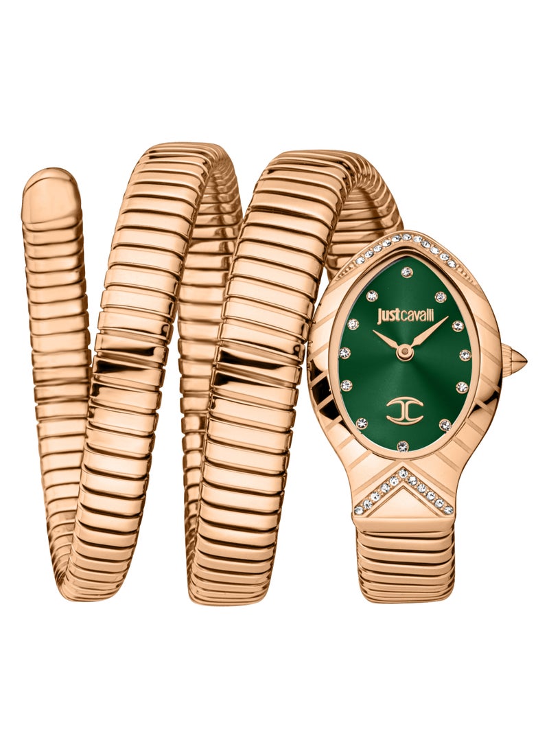 Just Cavalli ساعة يد نسائية أنالوج بيضاوية الشكل من الفولاذ المقاوم للصدأ JC1L248M0045 - 22 مم - Image 1