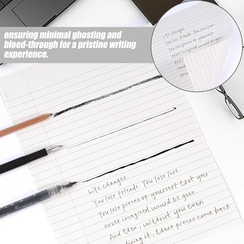 HIBOX 100 Sheets Loose Leaf Paper, 8 x 10-1/2 Inch, 3 Hole Punched Wide Ruled White Filler Notebook Paper for 3 Ring Binders, Ideal for School Notes, Organizing Classwork, School Supplies - Image 4
