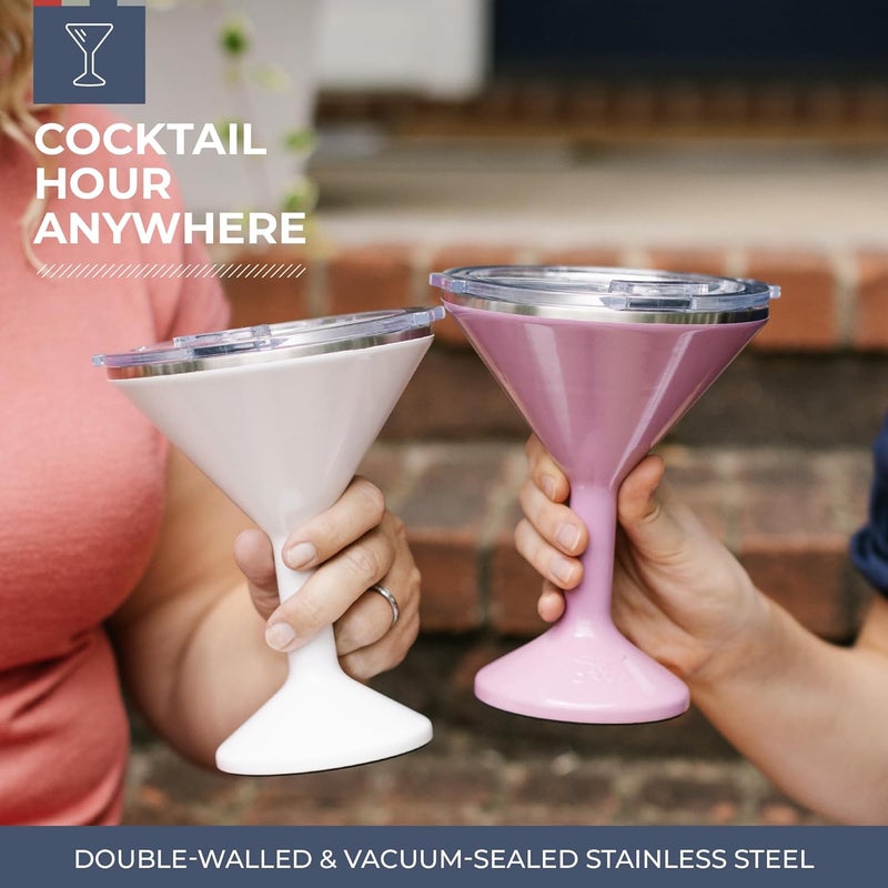 ORCA Chasertini Insulated Martini Style Sipping Cup with Lid - Stainless Steel for Outdoor, Picnic, Poolside, Beach or Patio Party - Dusty Rose - Image 2