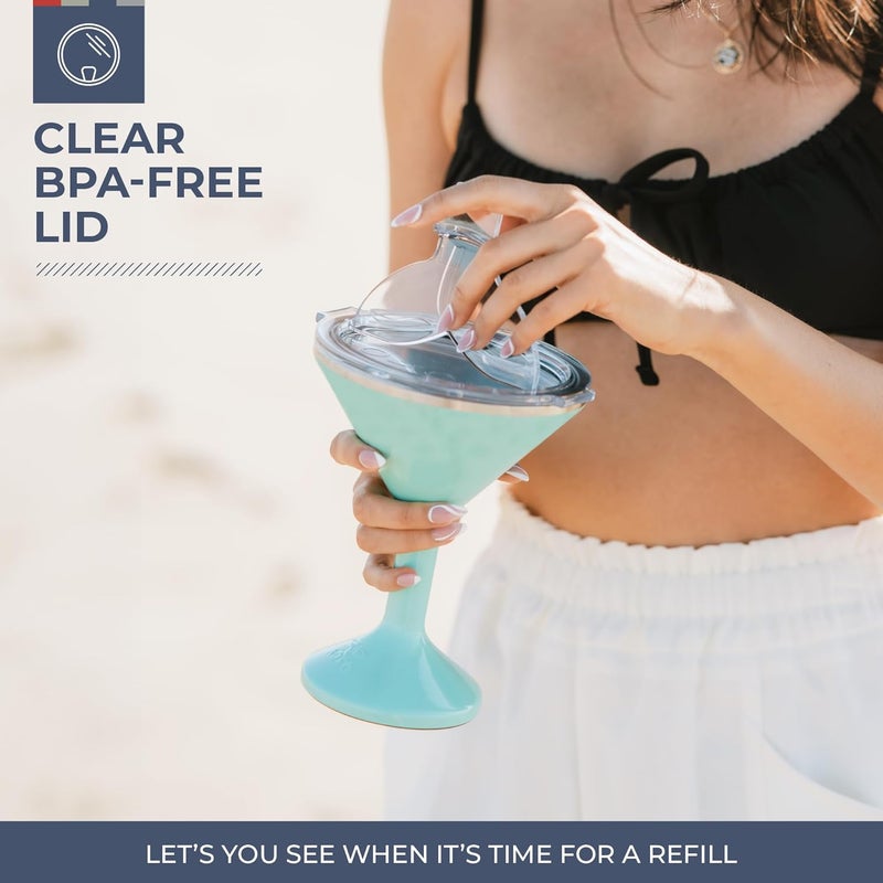 ORCA Chasertini Insulated Martini Style Sipping Cup with Lid - Stainless Steel for Outdoor, Picnic, Poolside, Beach or Patio Party - Dusty Rose - Image 4