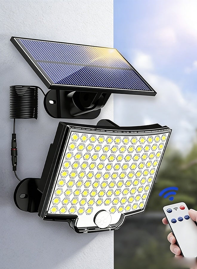 عربست مصابيح خارجية تعمل بالطاقة الشمسية، مصابيح LED غامرة بقوة 4160 لومن مع كابل بطول 3m، مصابيح تعمل عن بُعد مزودة بمستشعر حركة يعمل بالطاقة الشمسية مع 3 أوضاع، مصابيح أمان تعمل بالطاقة الشمسية للفناء الخارجي والحديقة والجراج, لمبات طاقة شمسيه, كشاف طاقه شمسيه - Image 1
