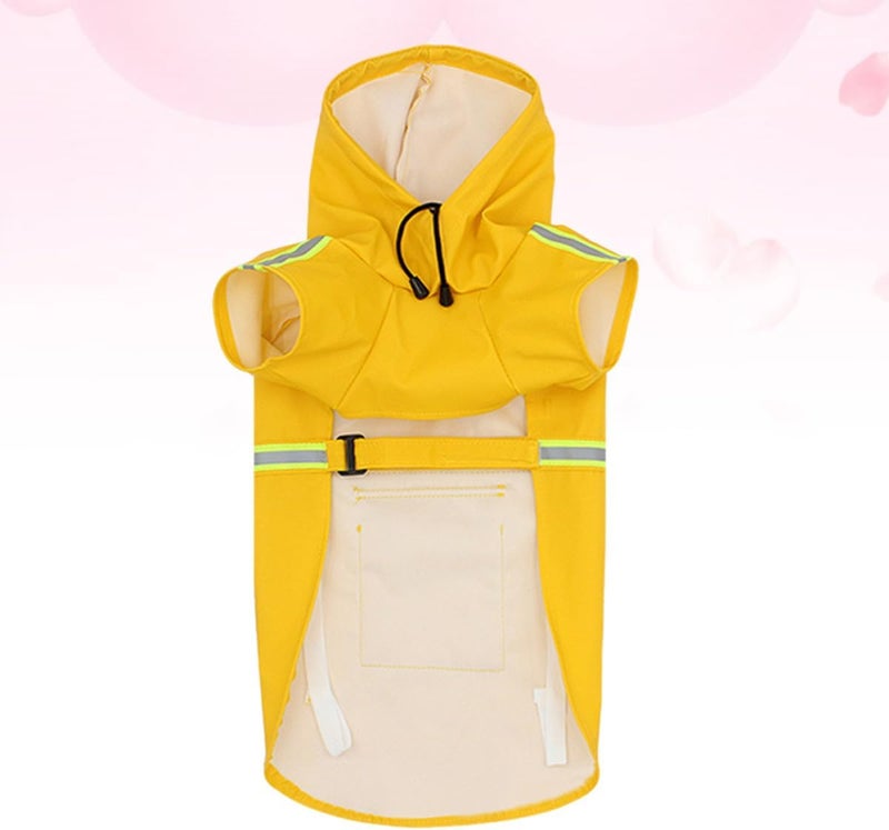 Waterproof Reflective Strip Dog Raincoat XXL Hooded Pet Rain Jacket for Large Dogs Outdoor Walking Yellow Weather-Resistant with Safety Reflectors - Image 5