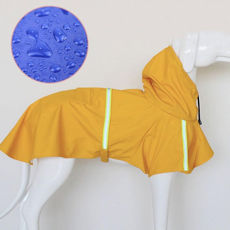 Waterproof Reflective Strip Dog Raincoat XXL Hooded Pet Rain Jacket for Large Dogs Outdoor Walking Yellow Weather-Resistant with Safety Reflectors - Image 3