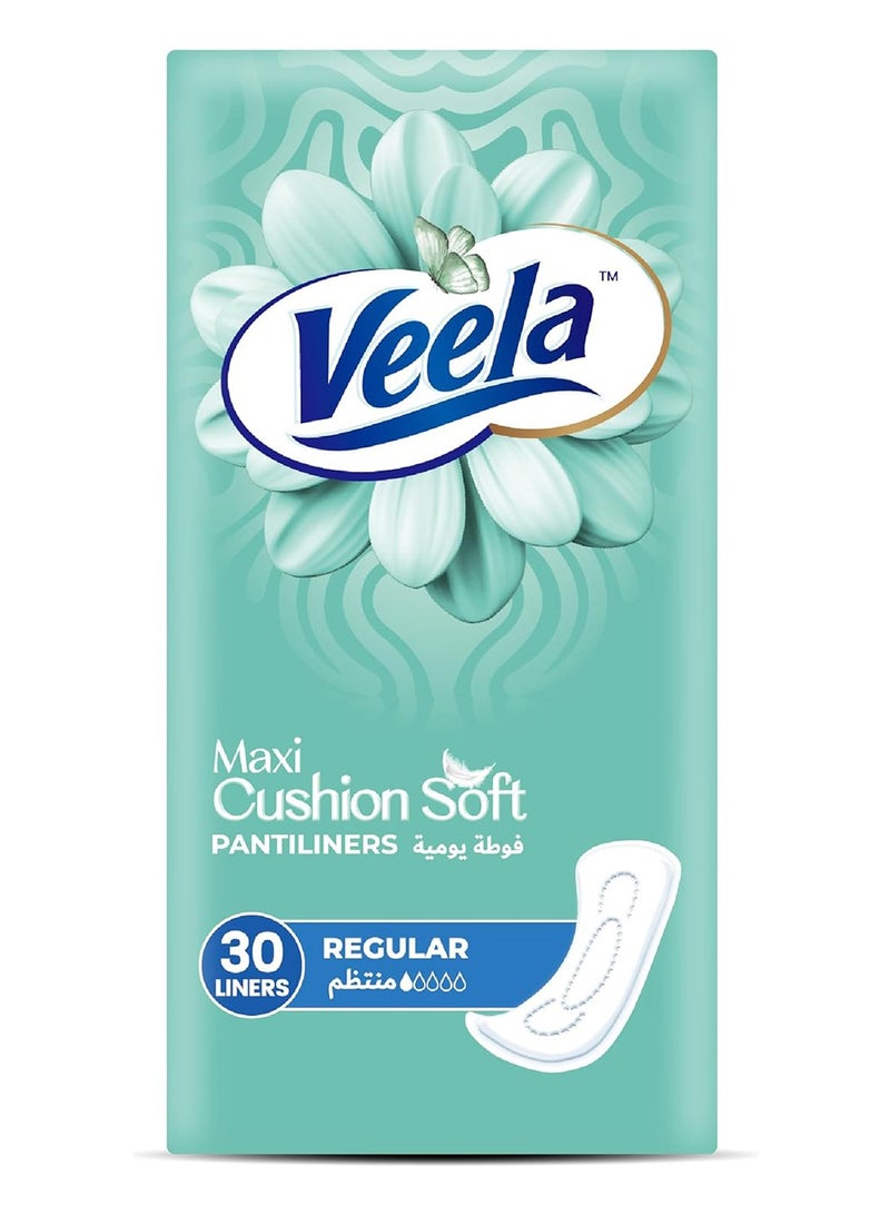 Veela Cushion Soft Pantiliners - Ultra-Soft, Breathable, Leak-Proof Daily Feminine Hygiene Protection and Everyday Freshness (Regular, 30, count) - Image 1