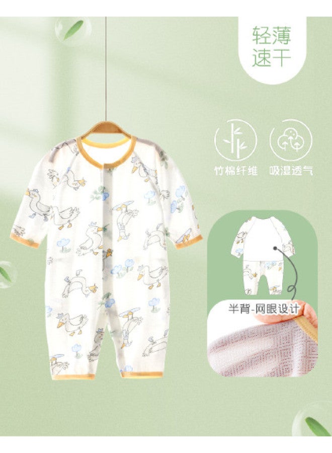 Doxiluka Baby Summer Thin Romper Long Sleeve Air-conditioning Outfit Unisex Newborn Bamboo Cotton Homewear Infant Onesie - Image 1