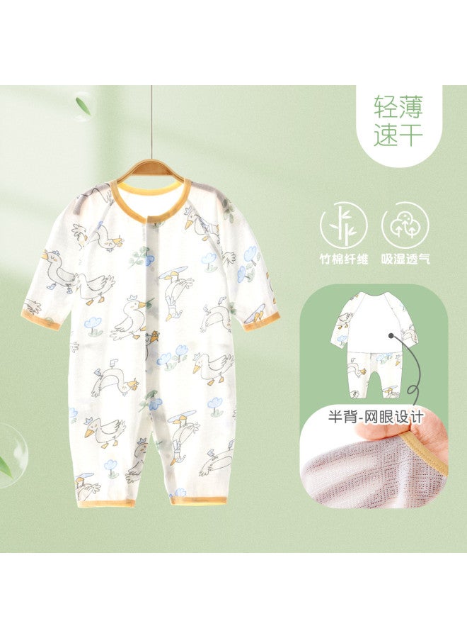 Doxiluka Baby Summer Thin Romper Long Sleeve Air-conditioning Outfit Unisex Newborn Bamboo Cotton Homewear Infant Onesie - Image 2