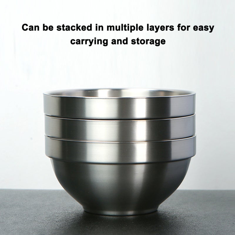 Portable Barbecue Bowl 450ml Silver PureTi Double Layer Bowl - Thermal Insulated Lightweight Rust-Resistant Double Layer Bowl for Outdoor Camping Picnics Hiking - Image 5