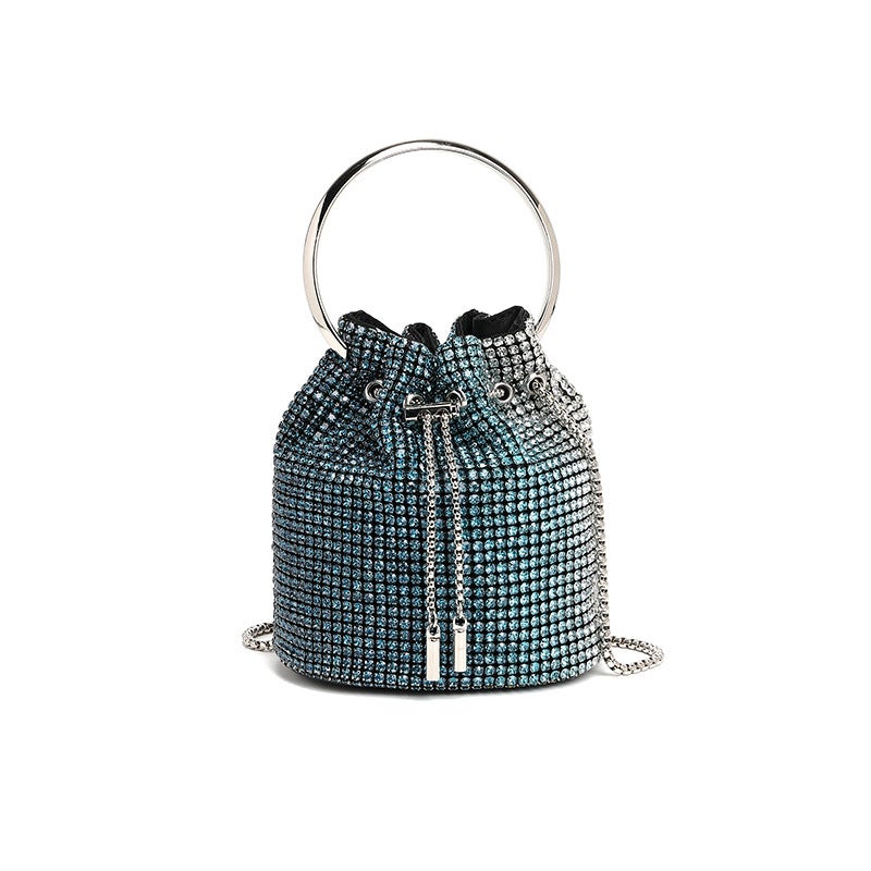 Selling Evening Bag With Rhinestones, 2026 Spring New Fashion Chain Diamond-Encrusted Shoulder Crossbody Bucket Bag - Image 1