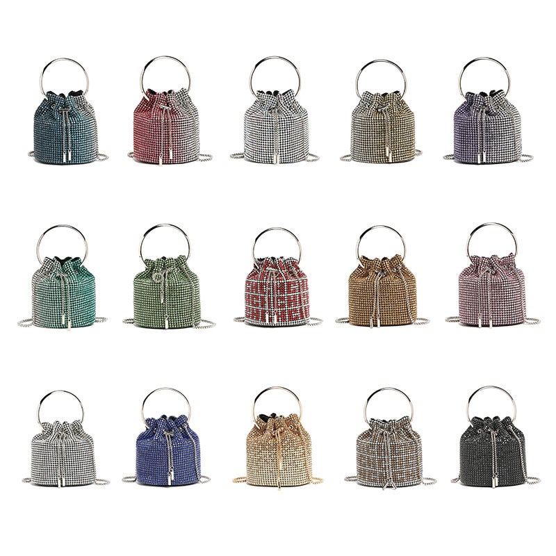 Selling Evening Bag With Rhinestones, 2026 Spring New Fashion Chain Diamond-Encrusted Shoulder Crossbody Bucket Bag - Image 3