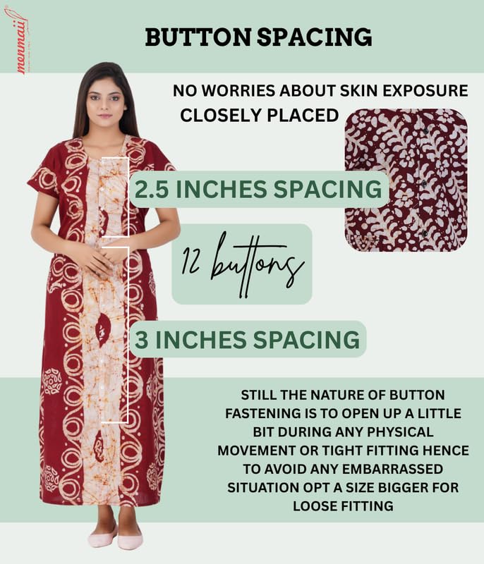 MENMAII Full Length [L-4XL] - Women's Full Open/Front Buttoned Multipurpose Nighty for Pregnancy/Elderly/Patient/Feeding/Hospital Purpose Nighty [a Kind of Adaptive Clothing]-[Choco Btk_2XL] - Image 2