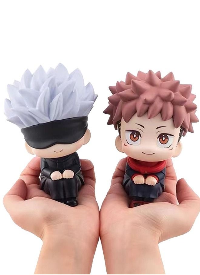 null - 2-Piece Anime Jujutsu Kaisen Action Figure Set, Itadori Yuji Action Figure, Gojo Satoru Action Figure, Anime Figure Toy Collection Set Suitable for Car and Table Decoration - Image 1