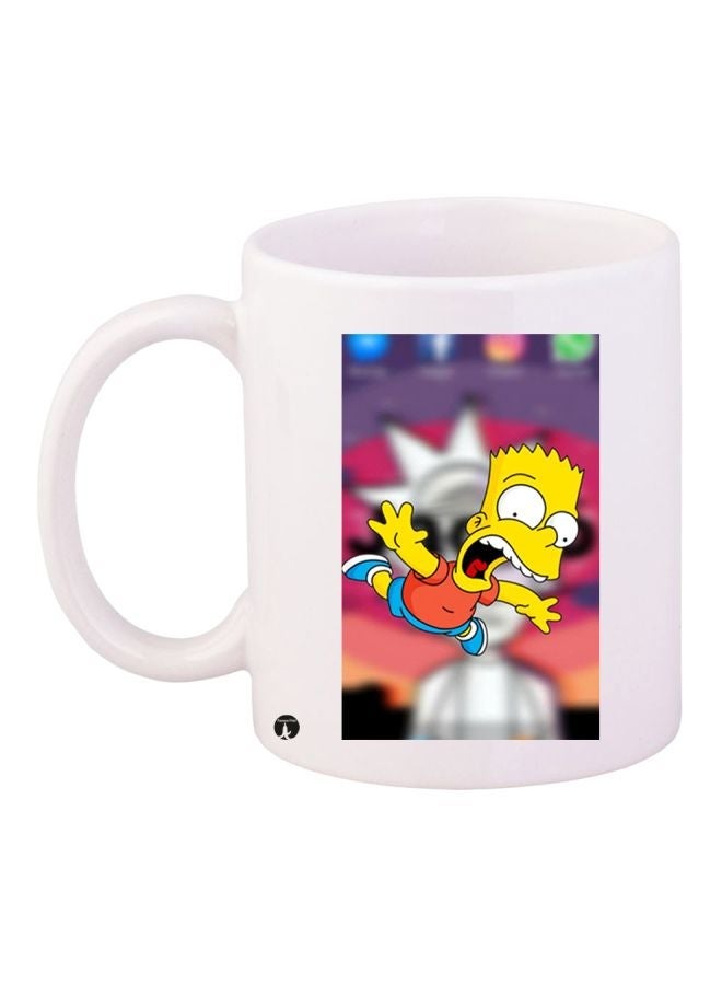 RYN The Simpson Printed Coffee Mug White/Yellow/Pink 11ounce