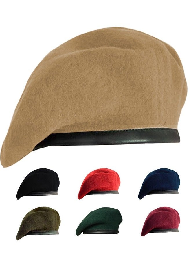 Gajaous Commando Beret, Military Hats, Wool Hats, Berets for Men and Women, Multicoloured Army Hats, Beret Hat, khaki, M - Image 1