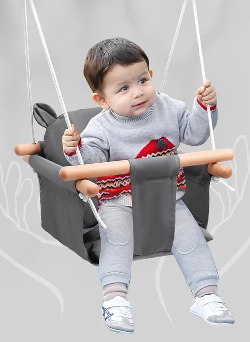 DubaiGallery Cotton and Linen Hanging Baby Swing with Seat Belt - Swing Seat Cotton and Linen Fabric Soft and Skin-friendly Reduces Skin Allergies Baby Swing Protection Abrasion Resistant Kids Swing Safe and - Image 1