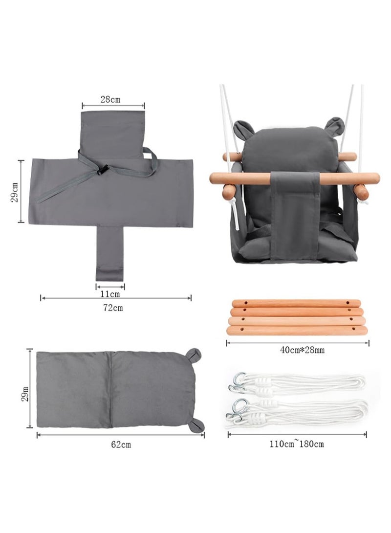 DubaiGallery Cotton and Linen Hanging Baby Swing with Seat Belt - Swing Seat Cotton and Linen Fabric Soft and Skin-friendly Reduces Skin Allergies Baby Swing Protection Abrasion Resistant Kids Swing Safe and - Image 4