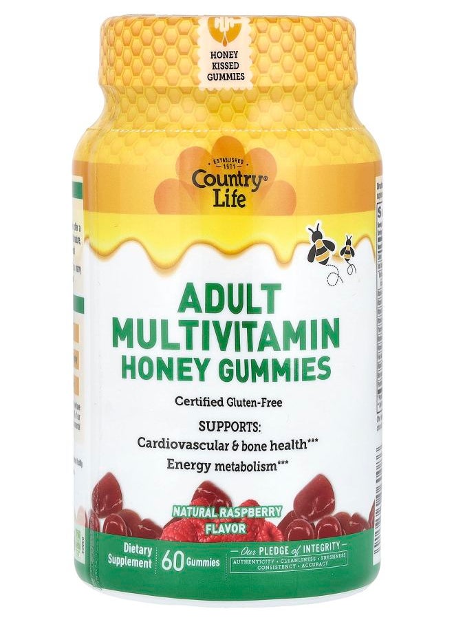 Country Life Adult Multivitamin Honey Gummies Natural Raspberry 60 Gummies  - Image 1
