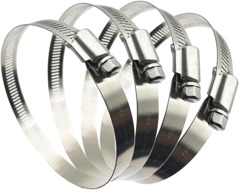 EesTeck Upgraded Version 4" (Diameter) Thicken Adjustable 304 Stainless Steel Duct Clamps Pipe Clamp Air Ducting Clamp worm drive hose clamps (4Pcs, 91mm-114mm) - Image 1