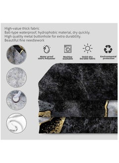 KASTWAVE Marble Shower Curtain with 12 Hooks, Waterproof Polyester Abstract Grey Black and White Design for Bathroom Decor Weighted Hem Easy Care 72"x72" (Black)  - Image 4