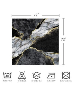 KASTWAVE Marble Shower Curtain with 12 Hooks, Waterproof Polyester Abstract Grey Black and White Design for Bathroom Decor Weighted Hem Easy Care 72"x72" (Black)  - Image 3