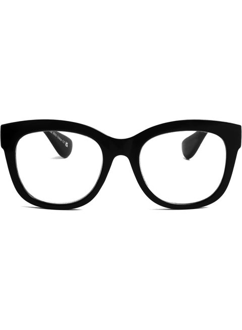 BIG Blue Light Blocking Reading Glasses - Bold Oversized Round Fashion Frame - Anti-Glare Anti-Reflective Computer Gaming - UV & Eyestrain Protection - Black - Mens Womens +1.00