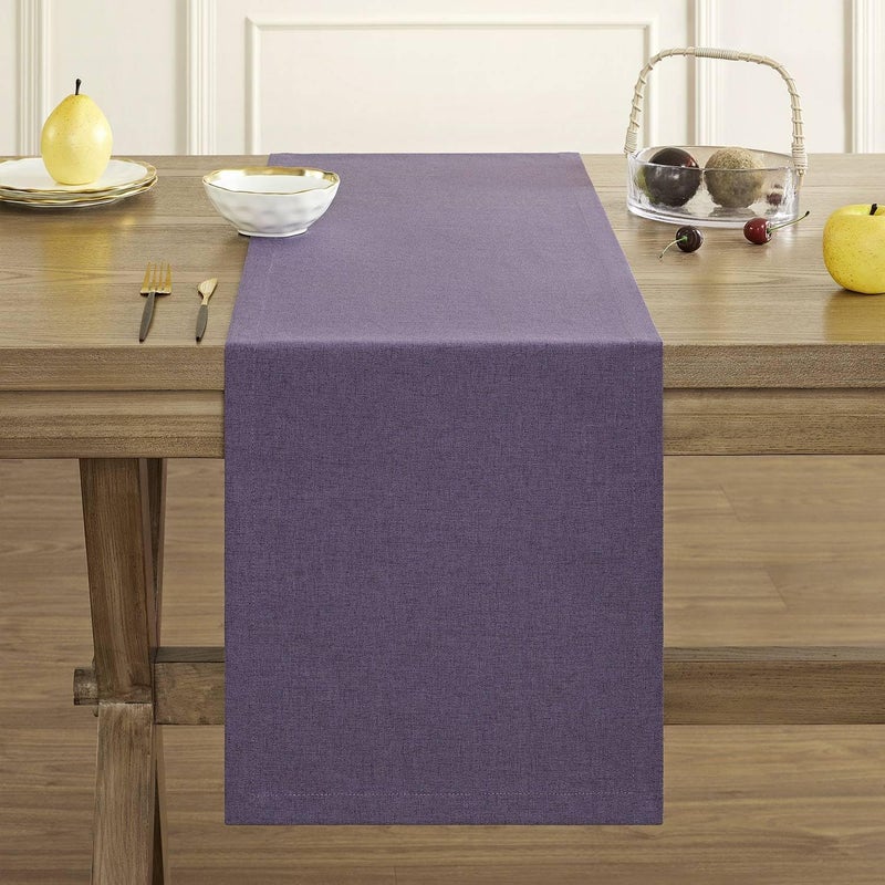 ZeeMart - Basic Linen Table Runner, 14x48 Dark Purple, Rustic Purple Table Runners 48 Inches Long, Daily Polyester Table Runner, Machine Washable and Easy - Image 2