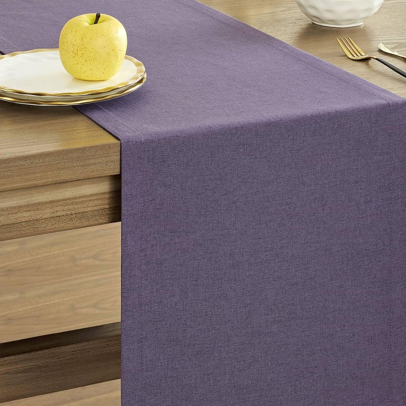 ZeeMart - Basic Linen Table Runner, 14x48 Dark Purple, Rustic Purple Table Runners 48 Inches Long, Daily Polyester Table Runner, Machine Washable and Easy - Image 4