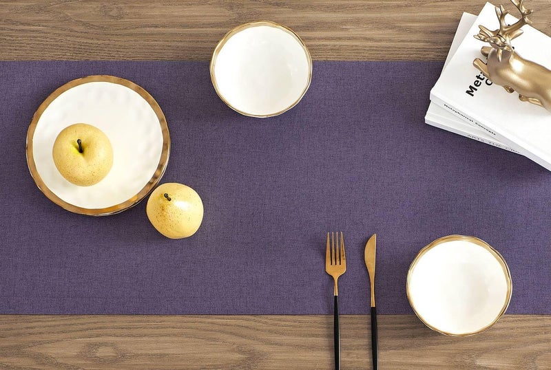 ZeeMart - Basic Linen Table Runner, 14x48 Dark Purple, Rustic Purple Table Runners 48 Inches Long, Daily Polyester Table Runner, Machine Washable and Easy - Image 3