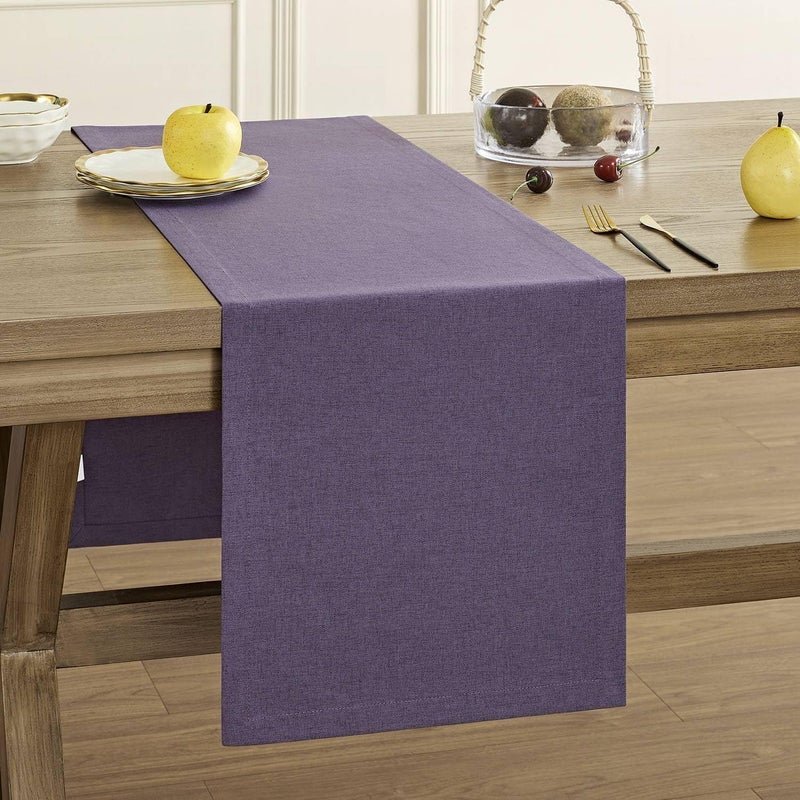 ZeeMart - Basic Linen Table Runner, 14x48 Dark Purple, Rustic Purple Table Runners 48 Inches Long, Daily Polyester Table Runner, Machine Washable and Easy - Image 1