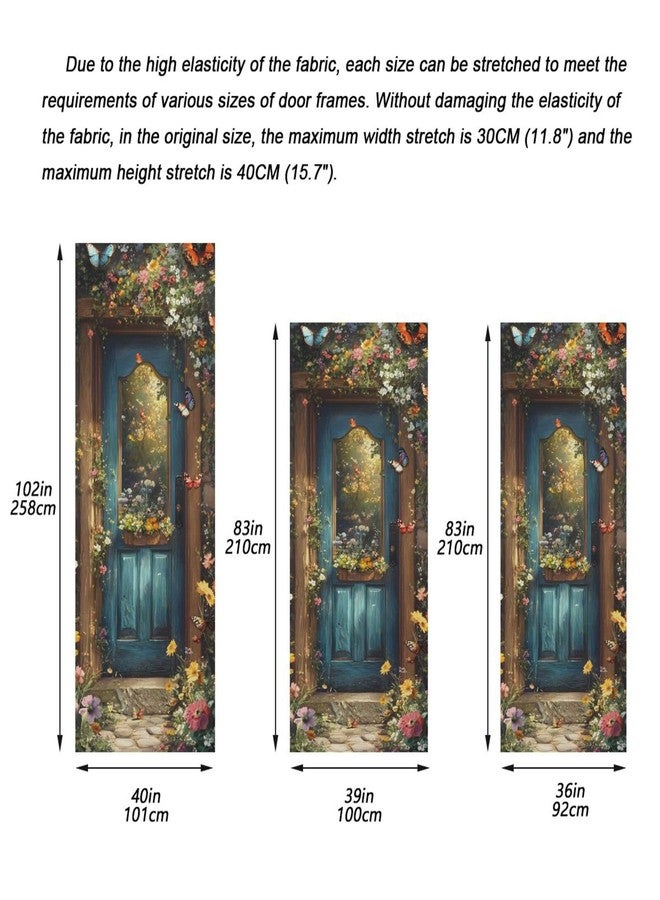 Burbuja Spring Flower Wood Door Cover, Stretch Fabric Backdrop Door Porch Covers for Home Party Holidays Decoration, 35x79 in - Image 3