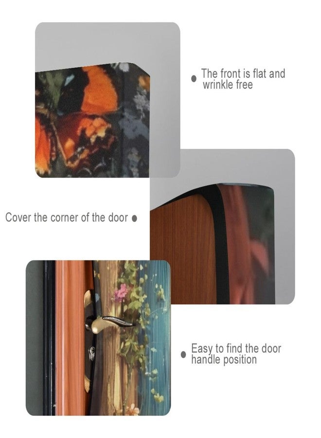 Burbuja Spring Flower Wood Door Cover, Stretch Fabric Backdrop Door Porch Covers for Home Party Holidays Decoration, 35x79 in - Image 4