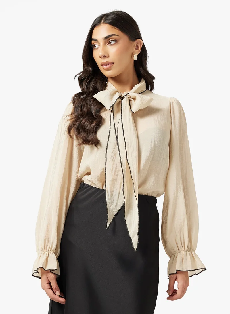 FYOR Chic Bow-Neck Blouse for a Sophisticated Look