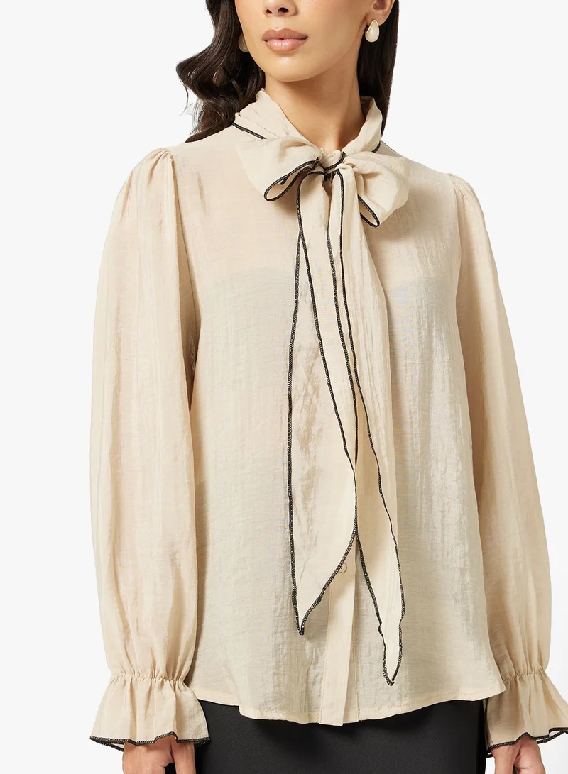 FYOR Chic Bow-Neck Blouse for a Sophisticated Look
