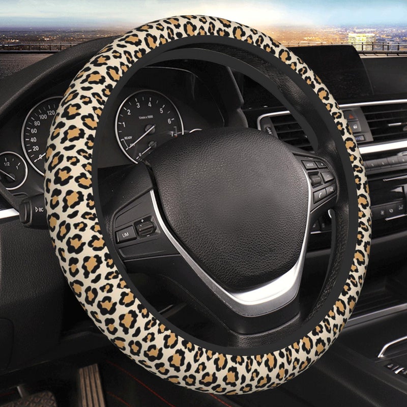 CTVSLFU Steering Wheel Cover Universal Fit Car Interior Accessories for Women Men 15 Inch Breathable Anti Slip Odorless Neoprene Steering Wheel Cover for Car Decor Protector Vintage Brown Leopard 007 - Image 3